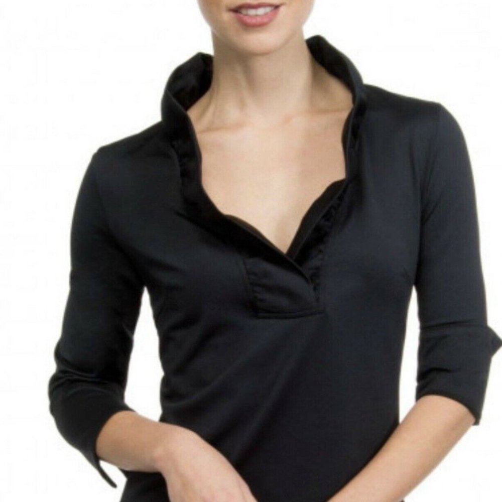 GRETCHEN SCOTT Top Medium Ruffle Neck - Black